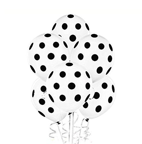 White and Black Polka Dot Latex Helium Balloons