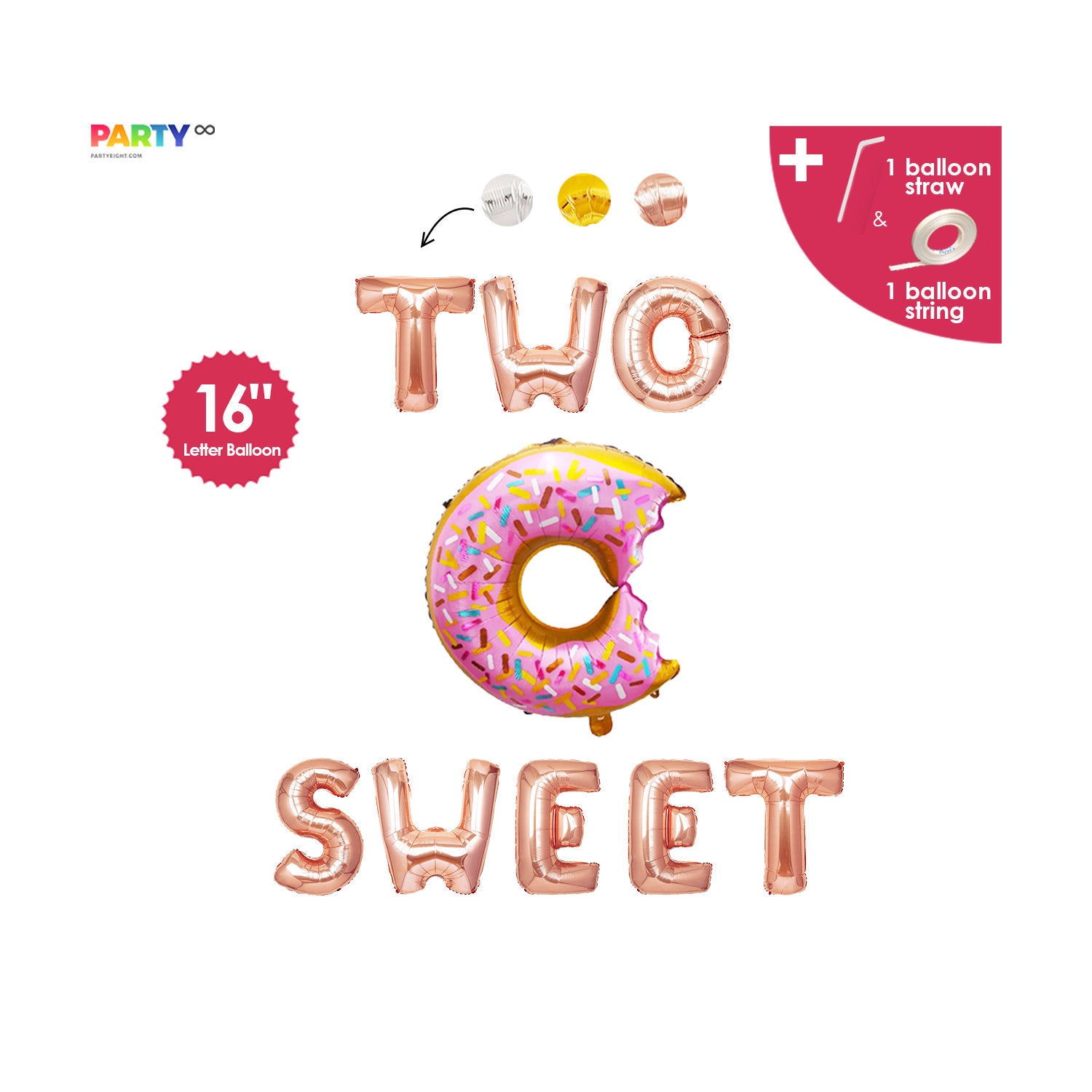"Two Sweet" Balloons Banner | 2nd Birthday Party Decor | Donut Theme