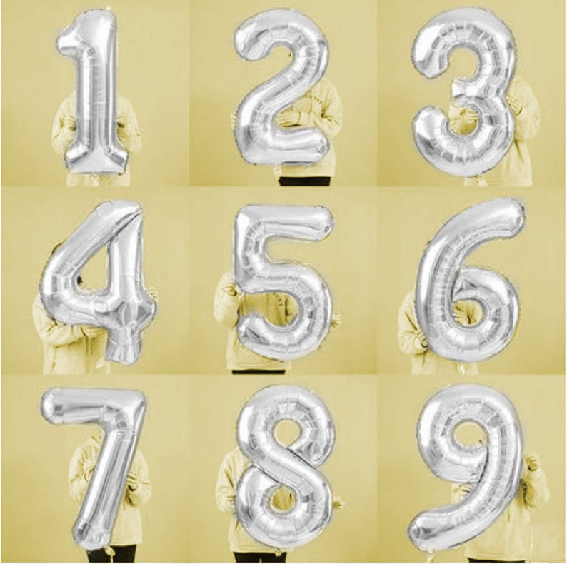 Giant 42 inch Silver Balloon Number