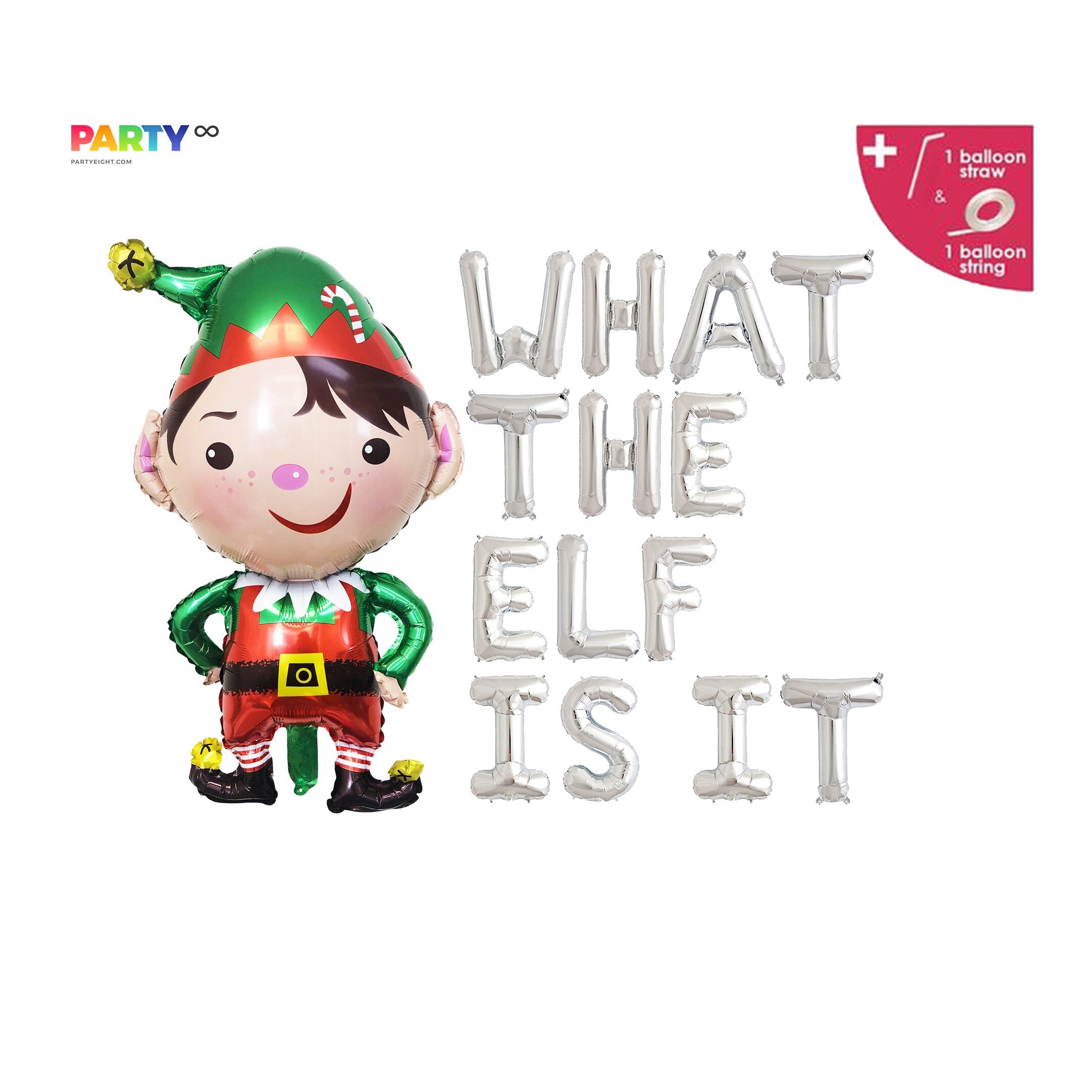 What the Elf is It Christmas Baby Gender Reveal Balloon Banner Set