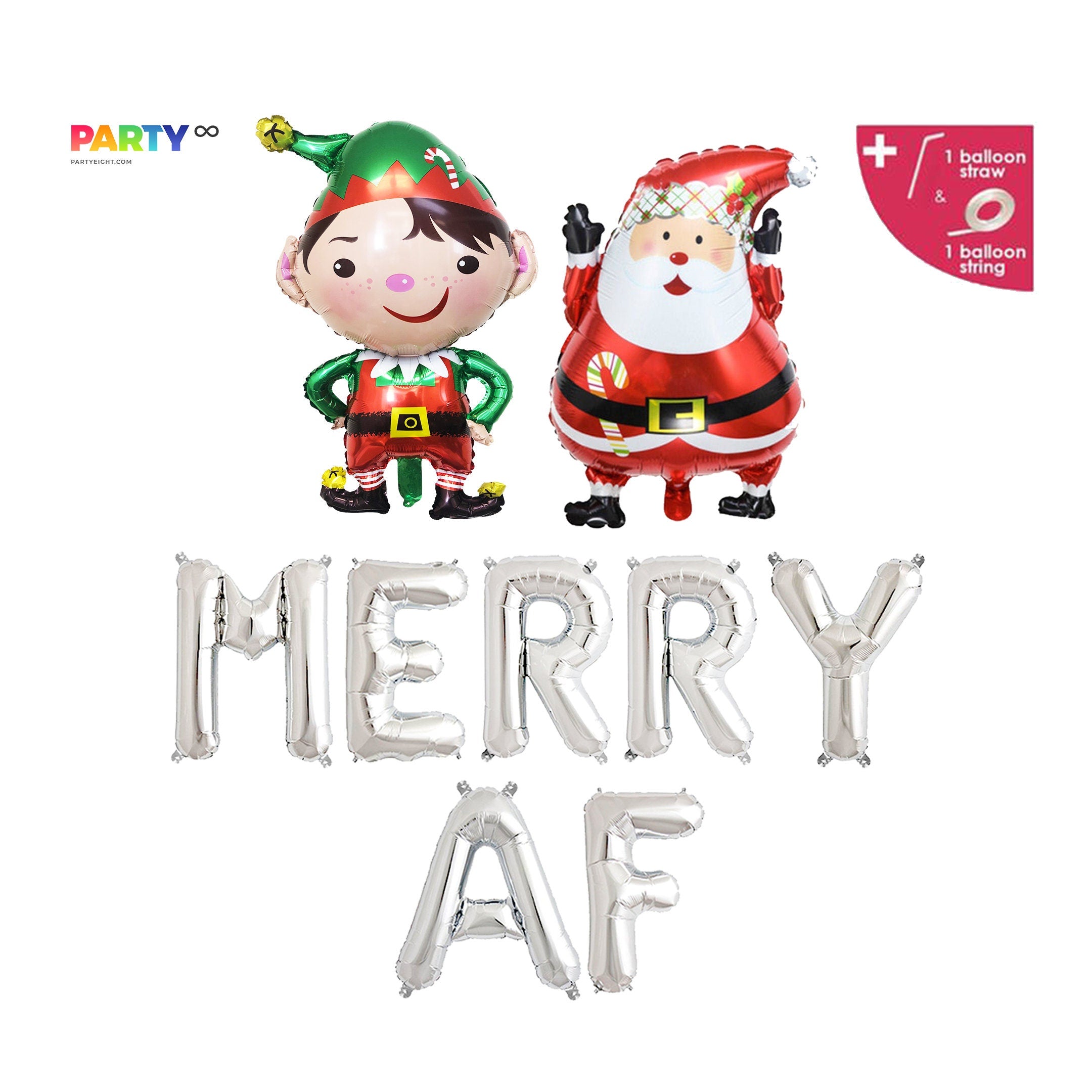 Merry AF Balloon Banner Set