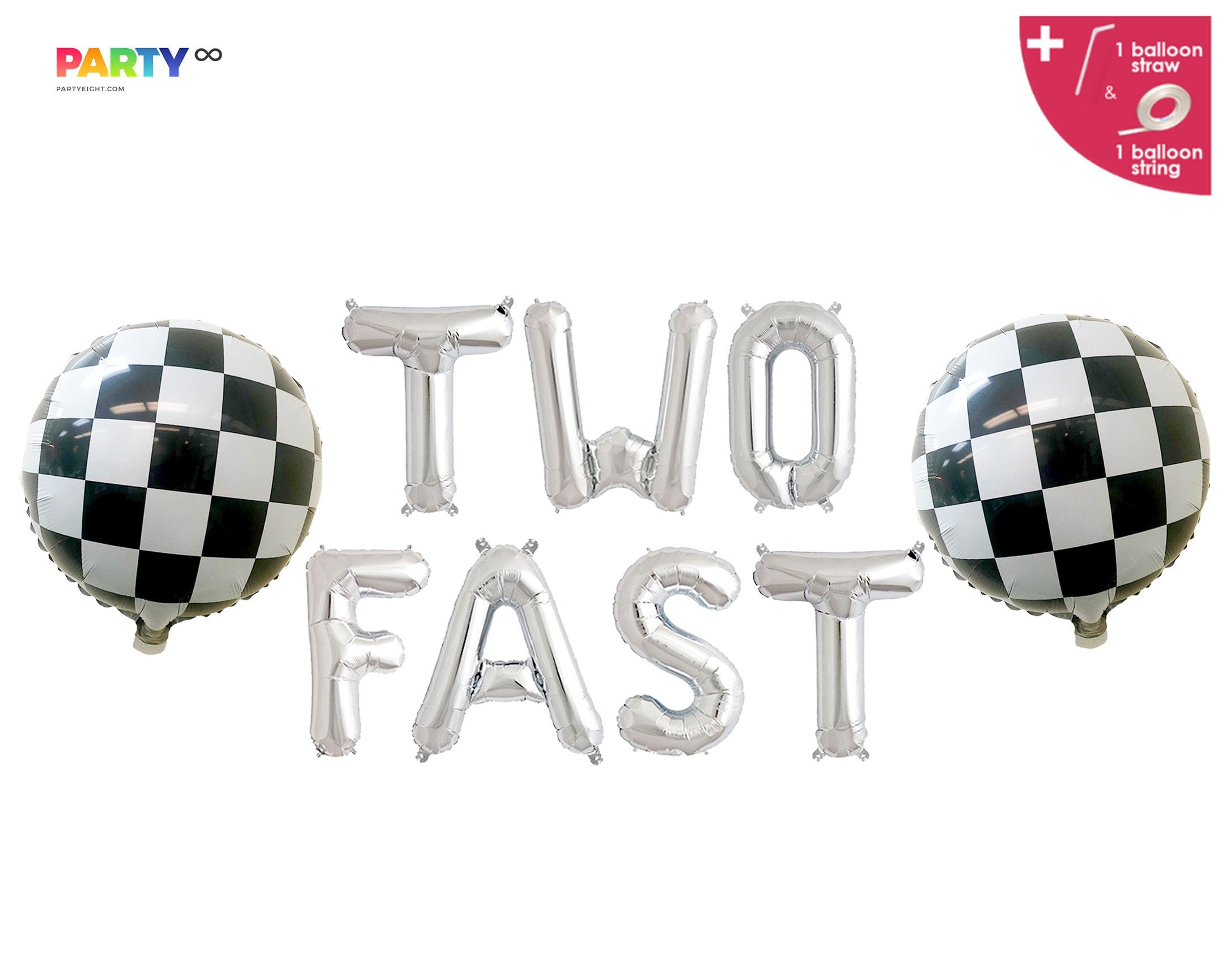 Two Fast 2nd Racing Car themed F1 theme Birthday Party Decoration Balloon Banner | 2nd Two Fast Birthday Party | Race Car Party Decor