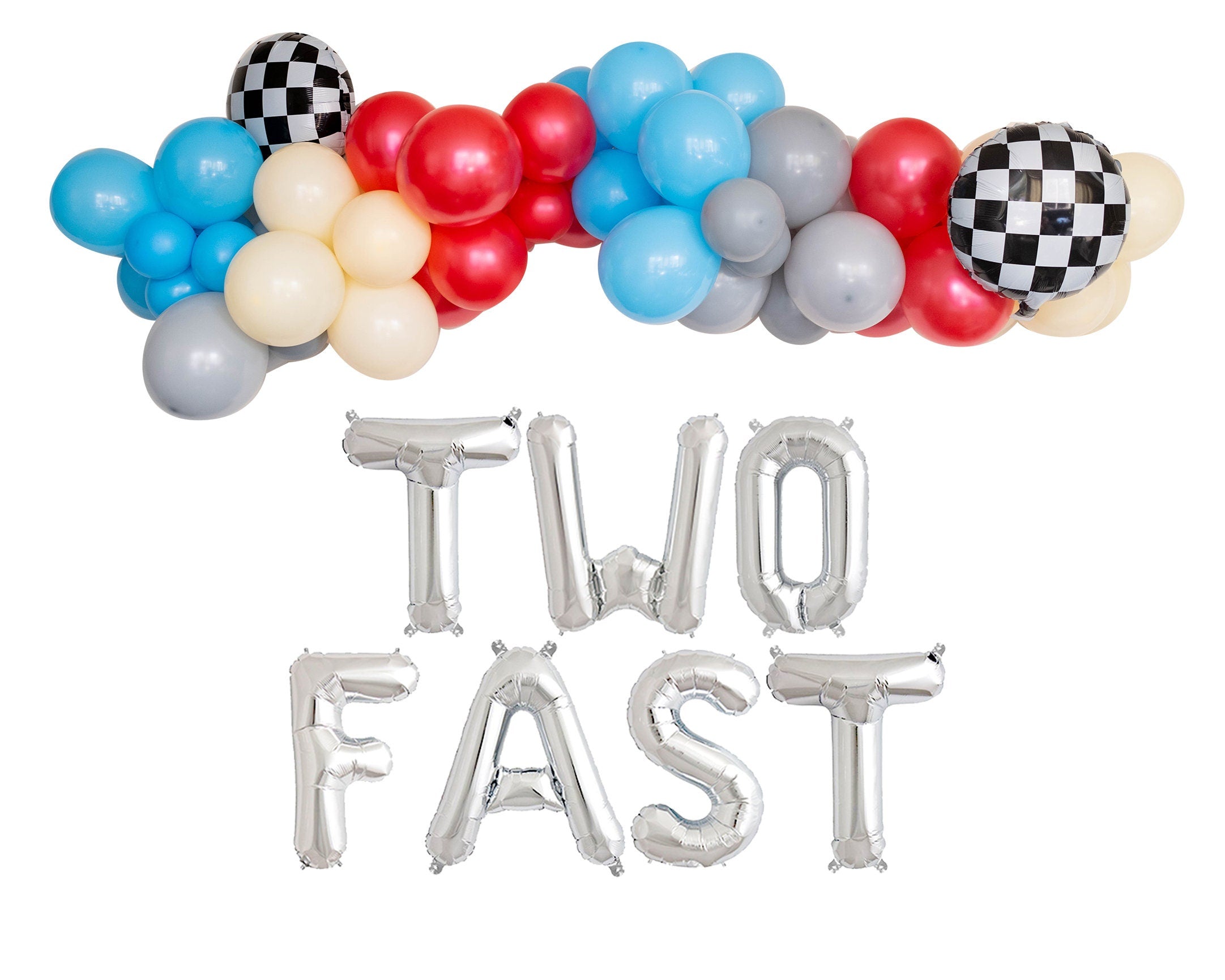 Two Fast 2nd Retro Car Birthday Party Balloon Garland