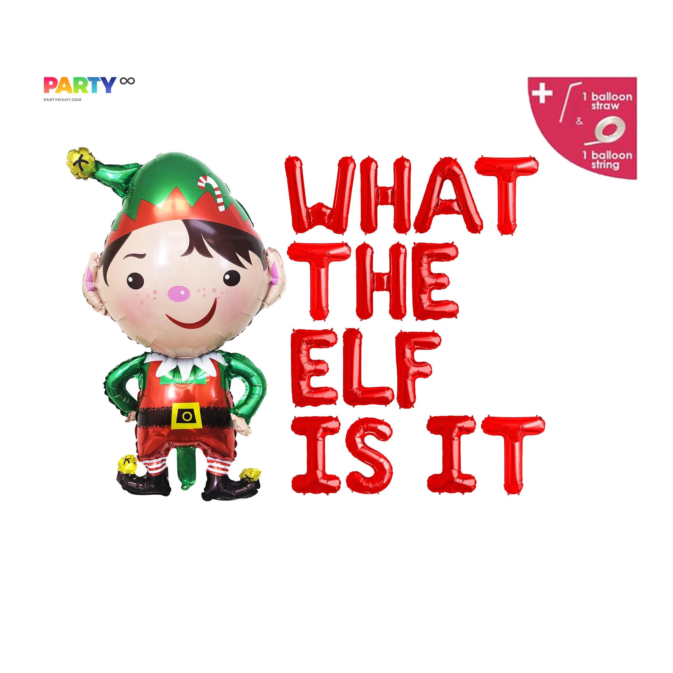 What the Elf is It Christmas Baby Gender Reveal Balloon Banner Set