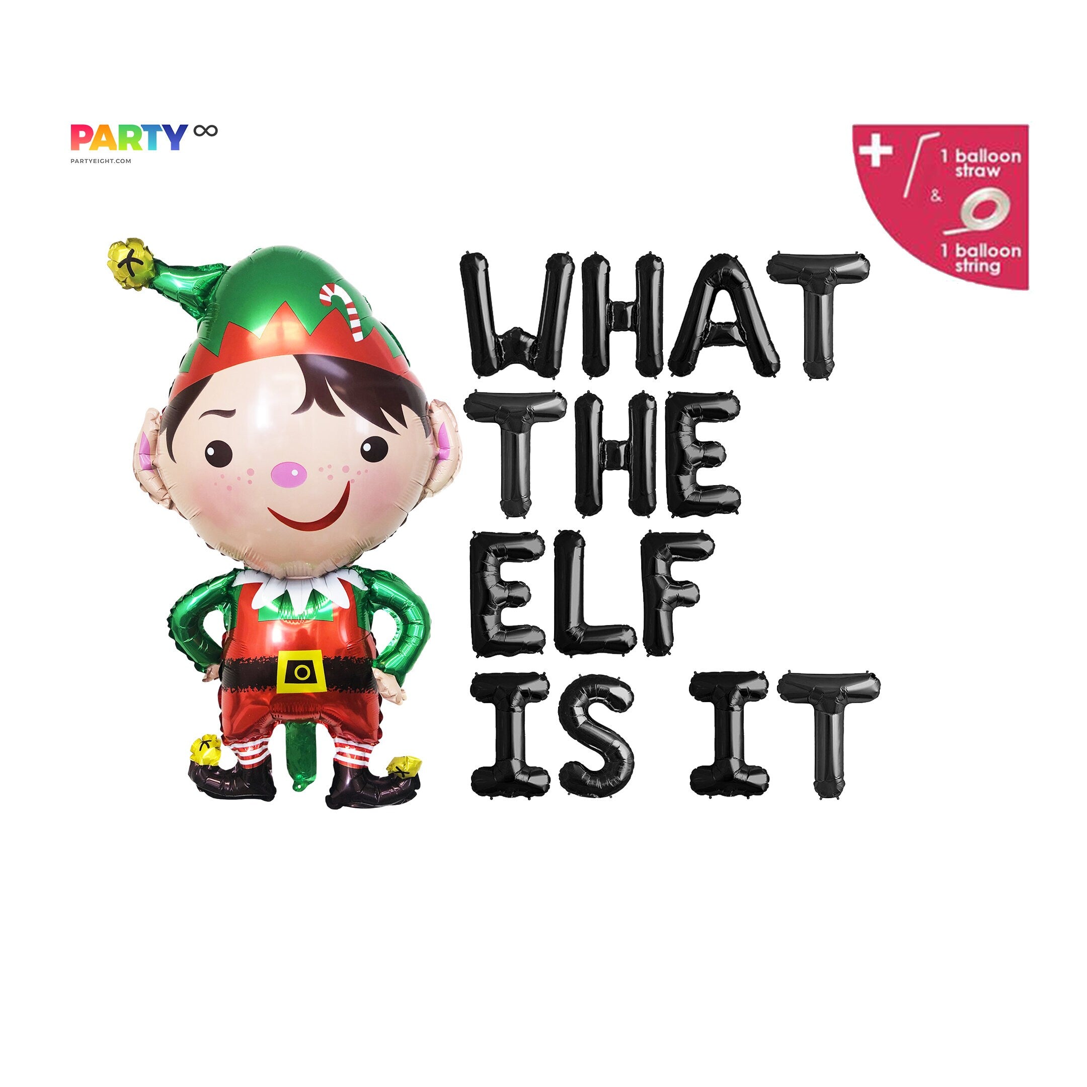 What the Elf is It Christmas Baby Gender Reveal Balloon Banner Set