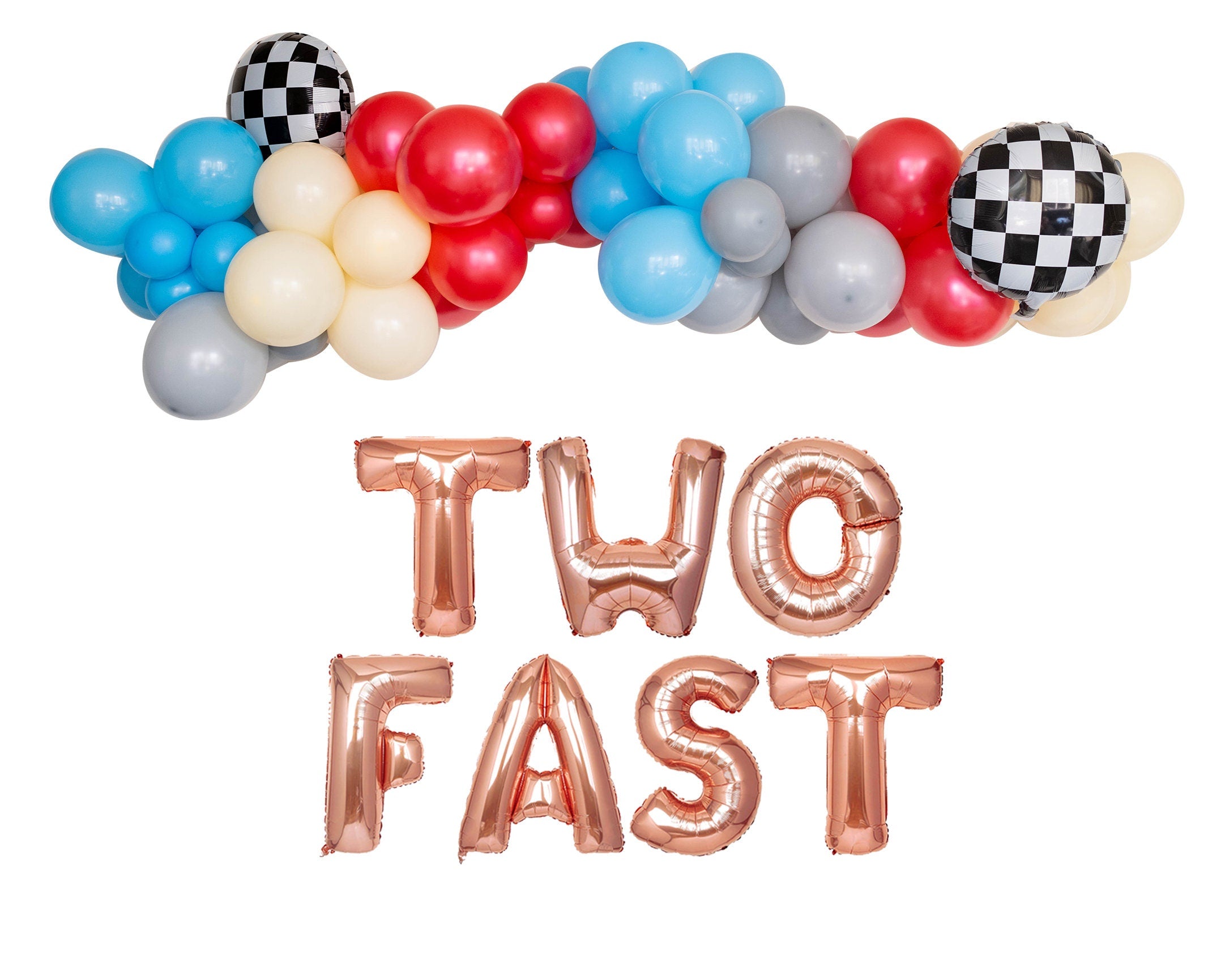 Two Fast 2nd Retro Car Birthday Party Balloon Garland