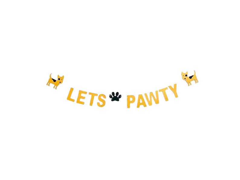 Yorkshire Terrier Balloon, Golden Retriever Balloon, Lets Pawty Glitter Banner| Dog birthday party decorations banner