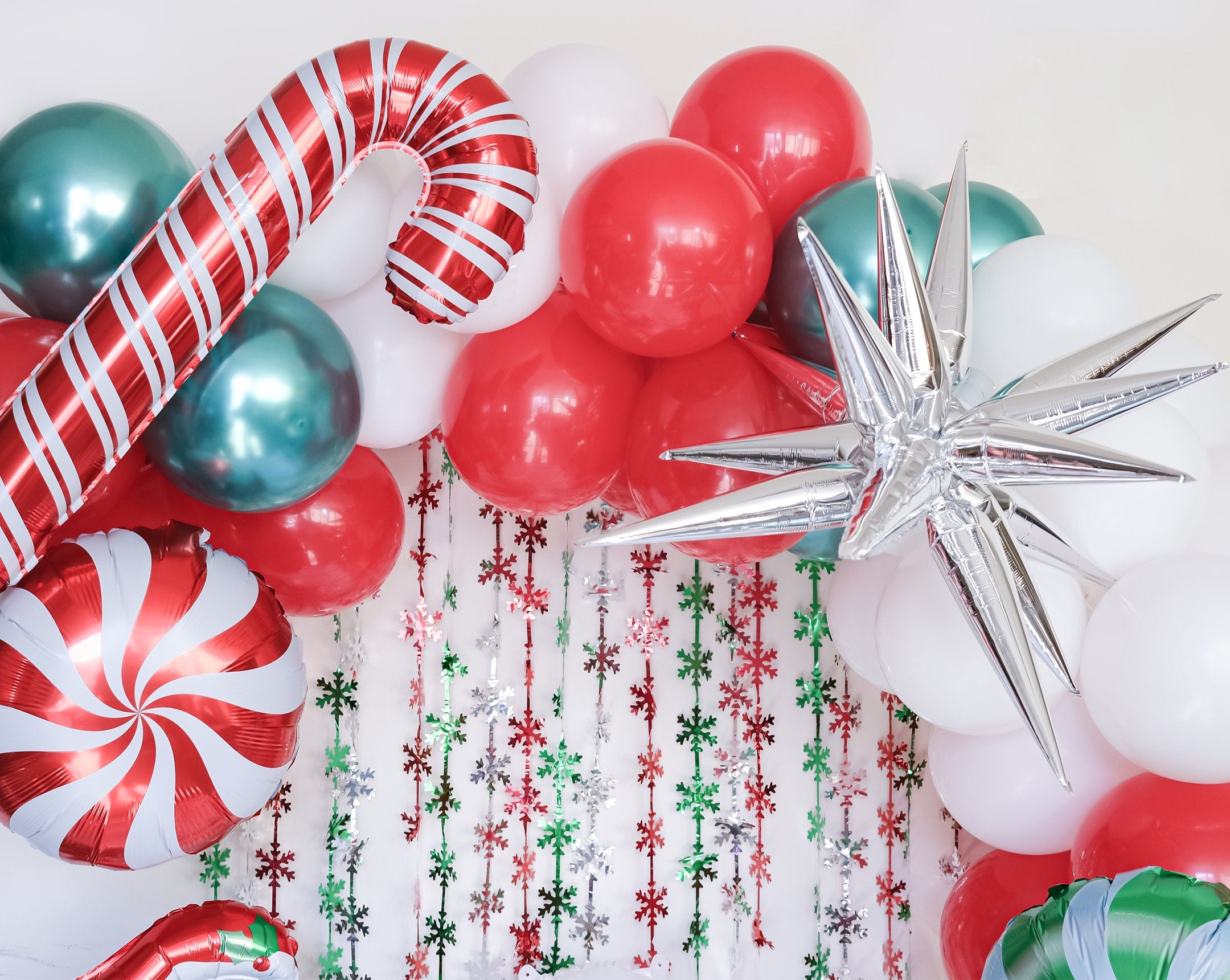 Christmas theme 1st birthday Balloon Garland kit | Friendsmas Christmas Party Santa Candy Cane Balloon Arch | Winter Onderland | Baby Shower