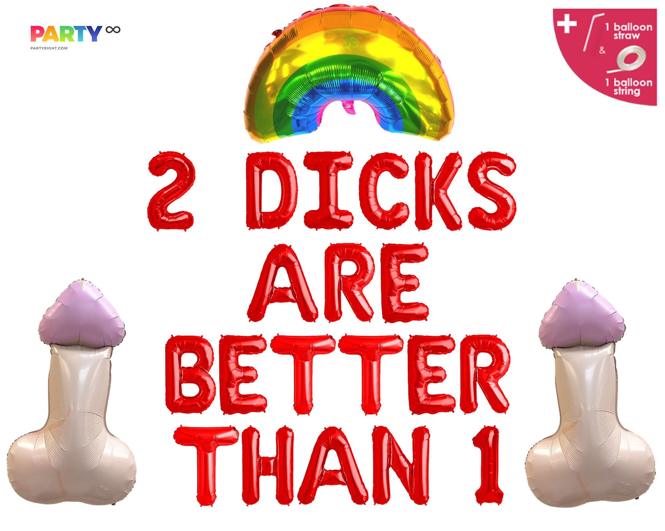 2 Dicks are Better Than 1 Balloon Banner | Gay Engagement Bachelor Party Decorations | Gay Pride Month Bachelor Party Decoration Banner
