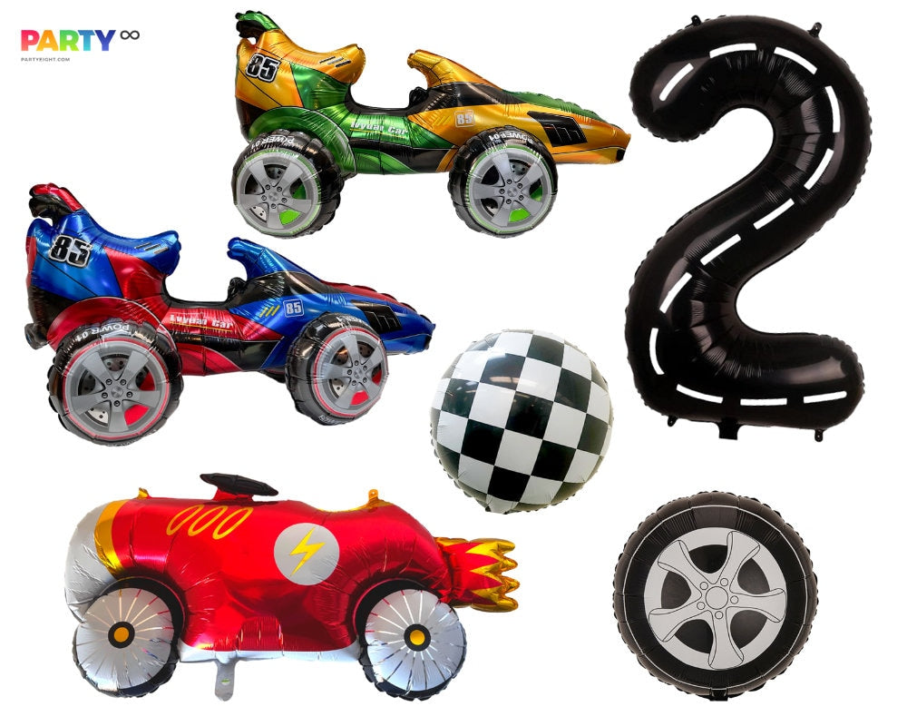 Racing Car Balloon | Two Fast Racing Car themed F1 two fast Birthday Party Decoration Balloon | Car themed | Vintage Car wheel Balloons