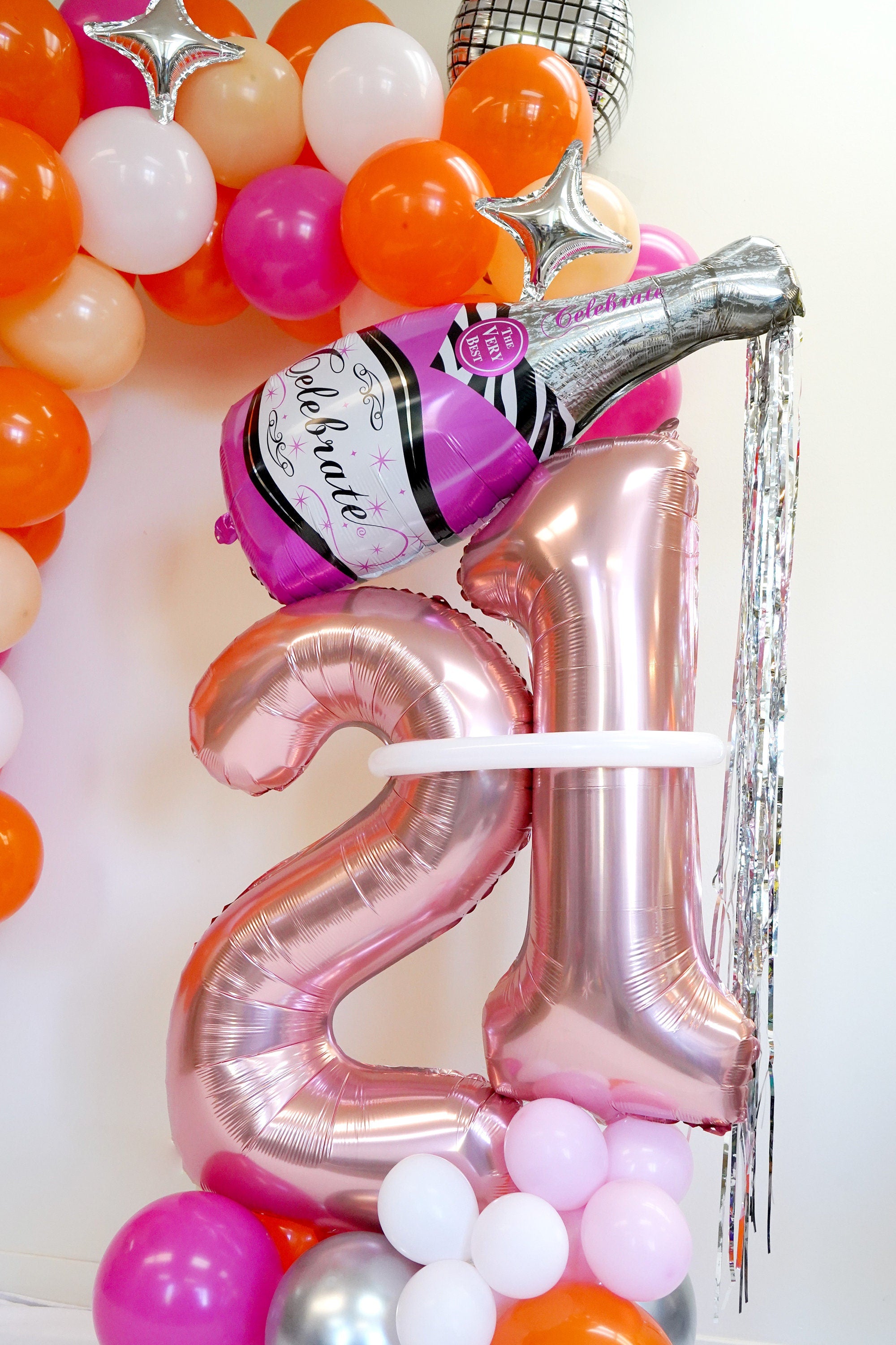 Hello 21 & Champagne | 21st Birthday Party Balloon Decoration | Cheers to 21 Years Birthday Party Decor | Shes 21 Bitches | Happy 21