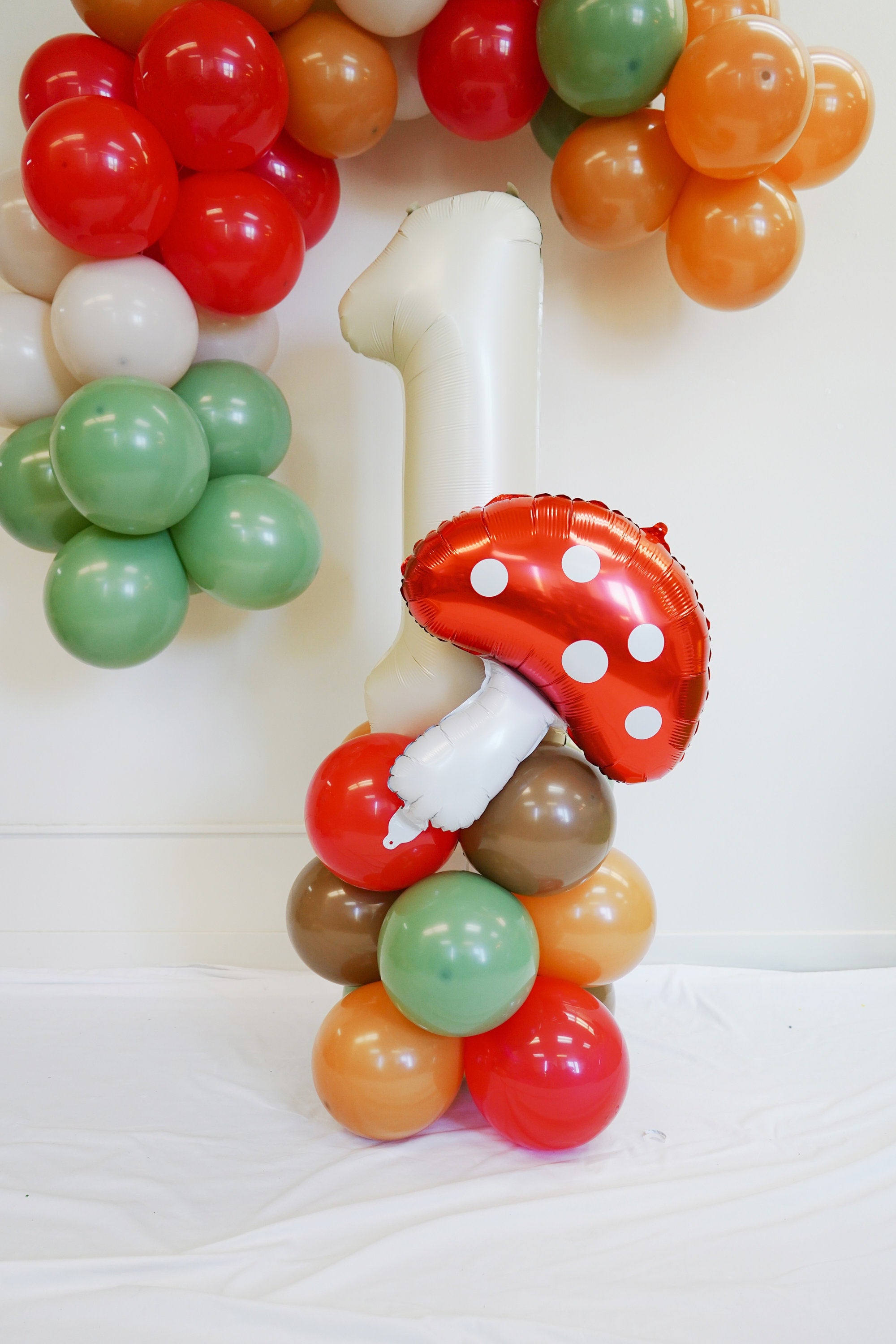 Fairy Mushroom Magic 1st Birthday Balloon Decorations | Mushroom Madness Adventure Safari Jungle Balloons Column | Fairy baby shower