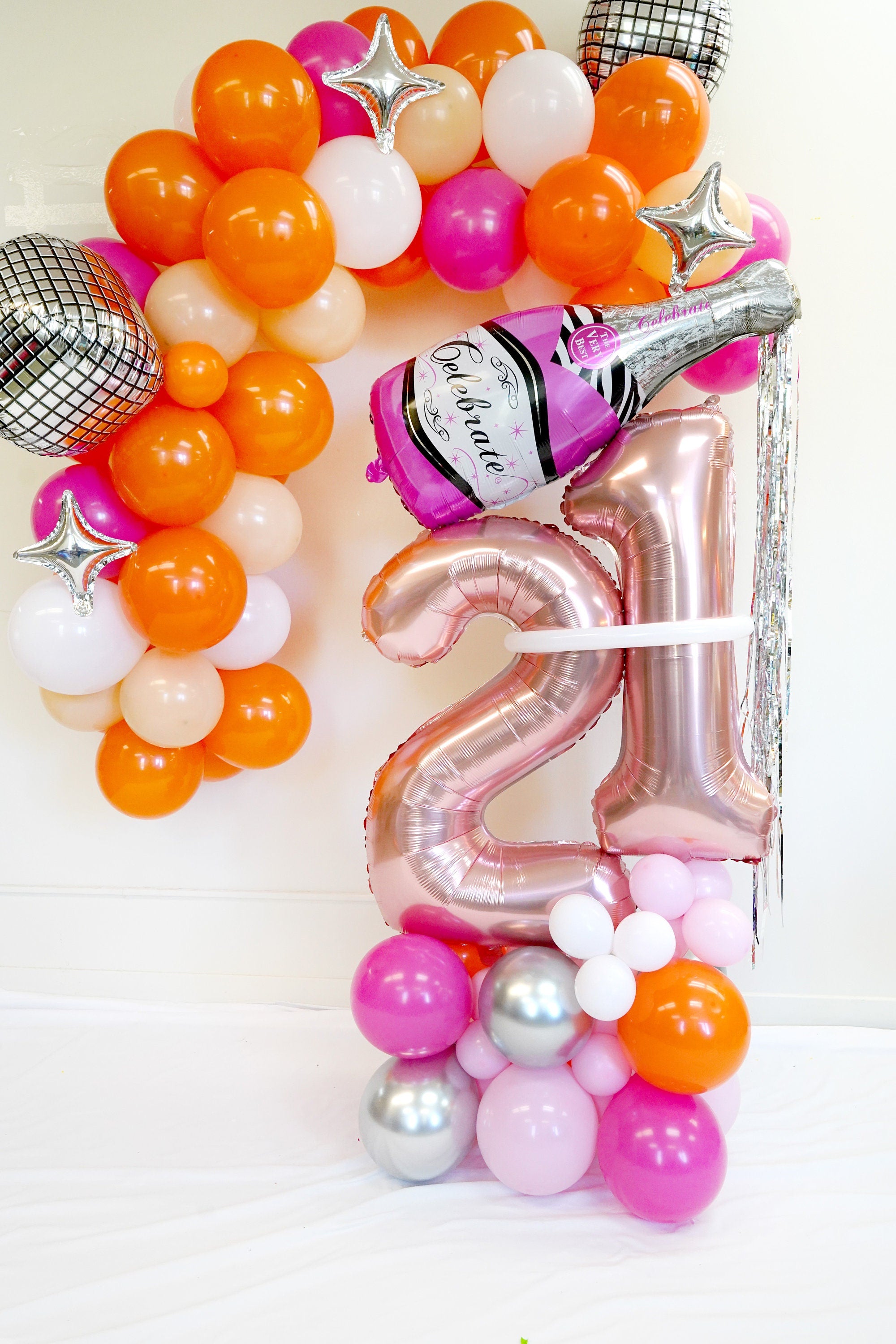 Hello 21 & Champagne | 21st Birthday Party Balloon Decoration | Cheers to 21 Years Birthday Party Decor | Shes 21 Bitches | Happy 21