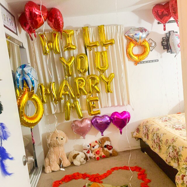 Will You Marry Me Balloons | Proposal Banner | Engagement Props | Marriage Proposal Balloons | Proposal Decorations Balloon Ring