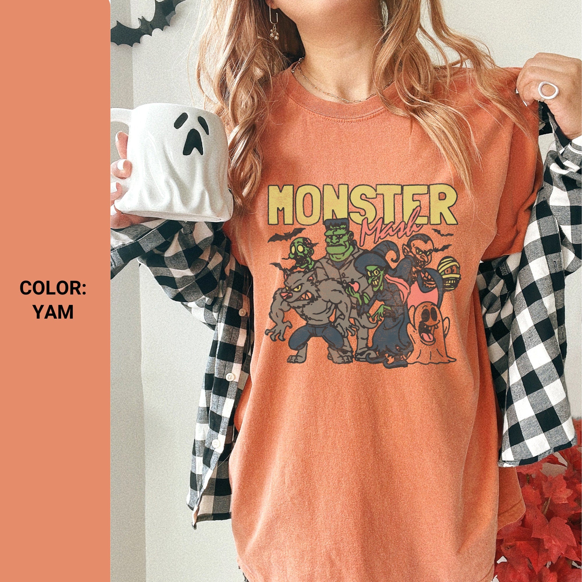 Retro Halloween Monster Mash shirt, Vintage Ghost Halloween t-Shirt, Monster Tee Shirt, Retro Fall Top, Fall Retro Halloween Shirt