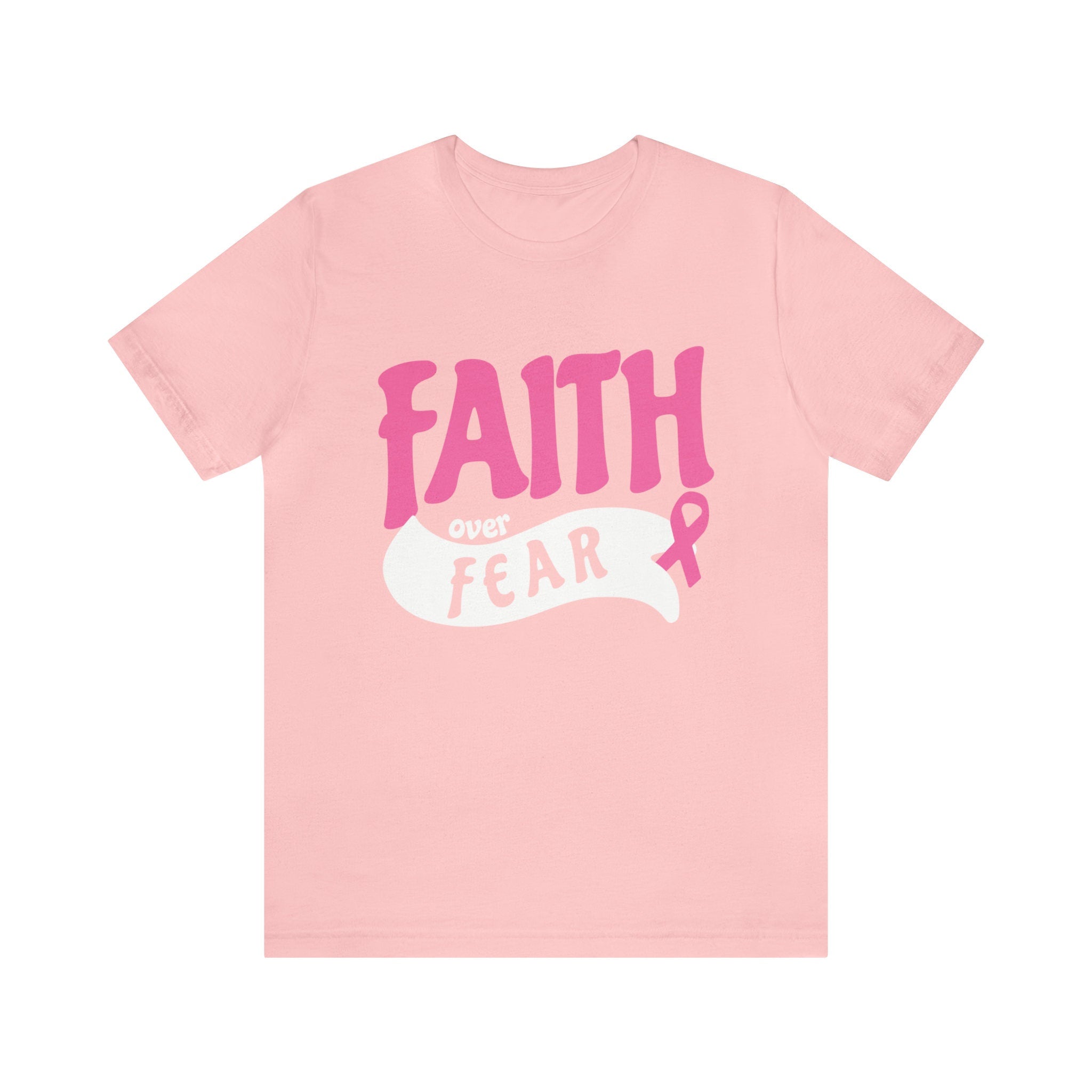 Pink Breast Cancer Shirt Women, Breast Cancer Party Decorations, Faith Over Fear Shirt, Pink Ribbon Awareness Breast Cancer Survivor Gift