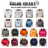 a group of women wearing sweatshirts that say color chart