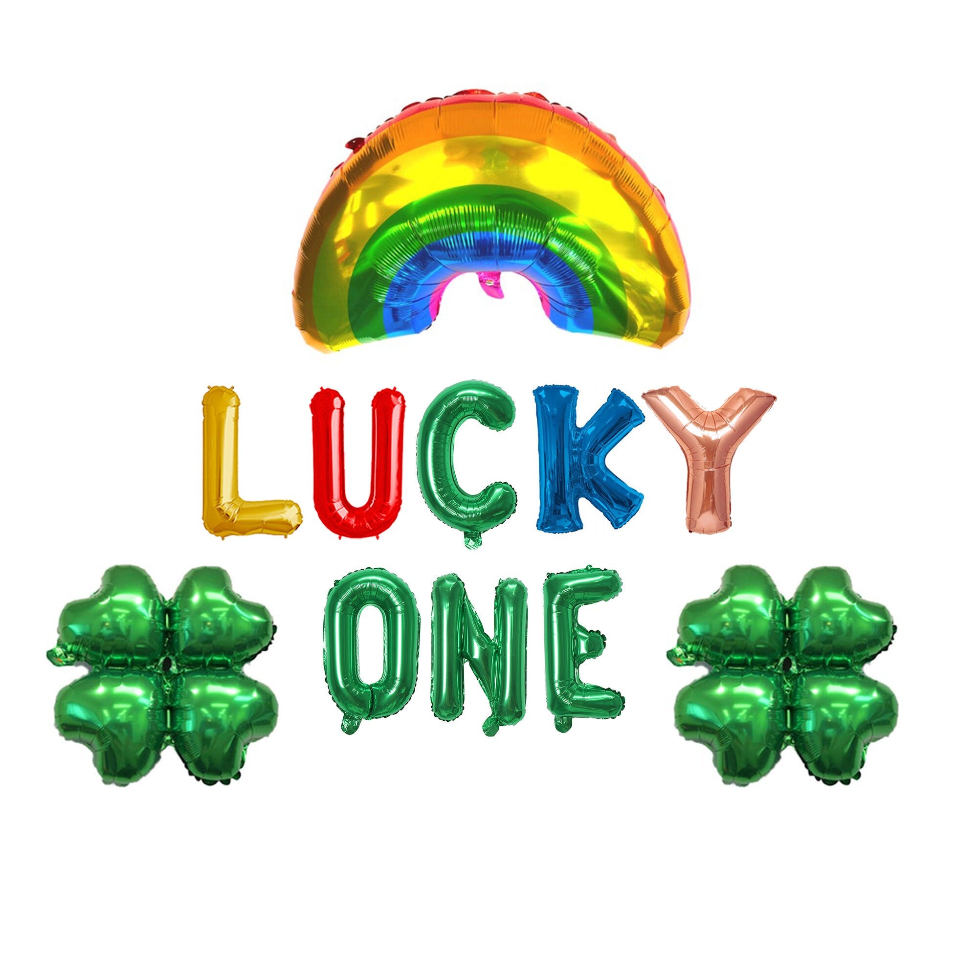 Lucky One St Patricks Day Gift 1st Birthday Party Balloon Decorations | First 1st Birthday Party St Patricks Day Shamrock Clover Rainbow